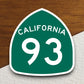 California state route 93 road sign sticker, road trip sticker, highway sign, room decor, travel sticker