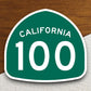 California state route 100 road sign sticker, road trip sticker, highway sign, room decor, travel sticker