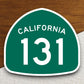 California state route 131 road sign sticker, road trip sticker, highway sign, room decor, travel sticker