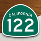 California state route 122 road sign sticker, road trip sticker, highway sign, room decor, travel sticker