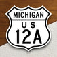 United States route 12a michigan road sign sticker, road trip sticker, highway sign, room decor, travel sticker