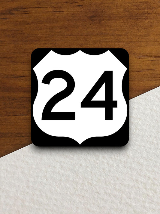 United States route 24 road sign sticker, road trip sticker, highway sign, room decor, travel sticker