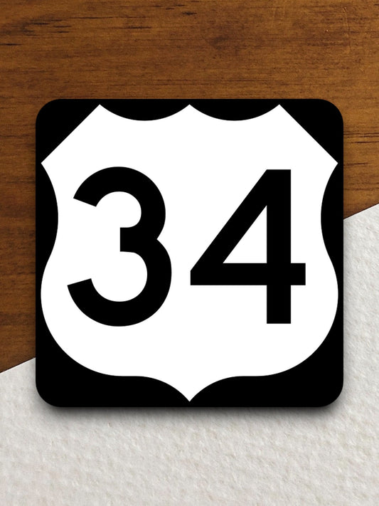 United States route 34 road sign sticker, road trip sticker, highway sign, room decor, travel sticker