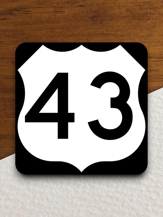 United States route 43 road sign sticker, road trip sticker, highway sign, room decor, travel sticker