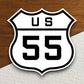 United States route 55 road sign sticker, road trip sticker, highway sign, room decor, travel sticker