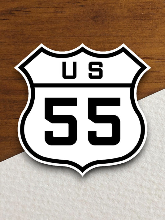 United States route 55 road sign sticker, road trip sticker, highway sign, room decor, travel sticker