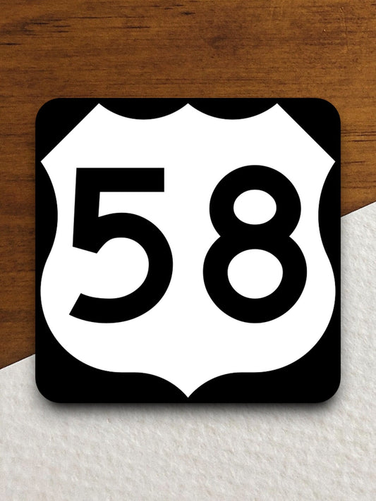 United States route 58 road sign sticker, road trip sticker, highway sign, room decor, travel sticker