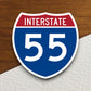 Interstate route  55 sticker, Interstate Highway Sign Expressway Stickers, Highway Sign Road Trip Sticker, Room Décor