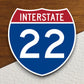 Interstate route  22 sticker, Interstate Highway Sign Expressway Stickers, Highway Sign Road Trip Sticker, Room Décor