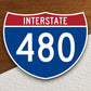 Interstate route  480 sticker, Interstate Highway Sign Expressway Stickers, Highway Sign Road Trip Sticker, Room Décor