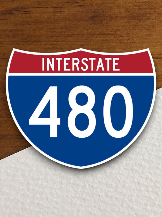 Interstate route  480 sticker, Interstate Highway Sign Expressway Stickers, Highway Sign Road Trip Sticker, Room Décor