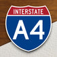 Interstate route  a4 sticker, Interstate Highway Sign Expressway Stickers, Highway Sign Road Trip Sticker, Room Décor