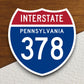 Interstate route  378 pennsylvania sticker, Interstate Highway Sign Expressway Stickers, Highway Sign Road Trip Sticker, Room Décor