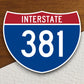 Interstate route  381 sticker, Interstate Highway Sign Expressway Stickers, Highway Sign Road Trip Sticker, Room Décor