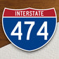 Interstate route  474 sticker, Interstate Highway Sign Expressway Stickers, Highway Sign Road Trip Sticker, Room Décor