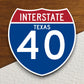 Interstate route  40 texas sticker, Texas sticker, Interstate Highway Sign Expressway Stickers, Highway Sign Road Trip Sticker, Room Décor