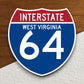 Interstate route  64 west virginia sticker, Interstate Highway Sign Expressway Stickers, Highway Sign Road Trip Sticker, Room Décor