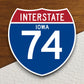 Interstate route  74 iowa sticker, Interstate Highway Sign Expressway Stickers, Highway Sign Road Trip Sticker, Room Décor