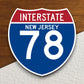 Interstate route  78 new jersey sticker, Interstate Highway Sign Expressway Stickers, Highway Sign Road Trip Sticker, Room Décor