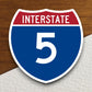 Interstate route 5 sticker, Interstate Highway Sign Expressway Stickers, Highway Sign Road Trip Sticker, Room Décor