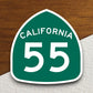 California state route 55 road sign sticker, road trip sticker, highway sign, room decor, travel sticker