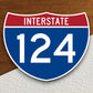 Interstate route  124 sticker, Interstate Highway Sign Expressway Stickers, Highway Sign Road Trip Sticker, Room Décor