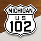 United States route 102 michigan road sign sticker, road trip sticker, highway sign, room decor, travel sticker