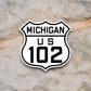 United States route 102 michigan road sign sticker, road trip sticker, highway sign, room decor, travel sticker