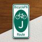 Pennsylvania   bike route j road sign sticker, road trip sticker, highway sign, room decor, travel sticker