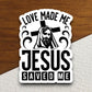 Love made me Jesus saved me sticker, Religious Sticker, Faith Sticker, Worship Sticker, Christian Sticker, Scripture Sticker, Room Décor