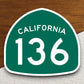 California state route 136 road sign sticker, road trip sticker, highway sign, room decor, travel sticker