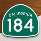 California state route 184 road sign sticker, road trip sticker, highway sign, room decor, travel sticker