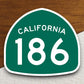 California state route 186 road sign sticker, road trip sticker, highway sign, room decor, travel sticker