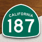 California state route 187 road sign sticker, road trip sticker, highway sign, room decor, travel sticker