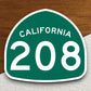 California state route 208 road sign sticker, road trip sticker, highway sign, room decor, travel sticker