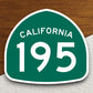 California state route 195 road sign sticker, road trip sticker, highway sign, room decor, travel sticker