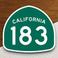 California state route 183 road sign sticker, road trip sticker, highway sign, room decor, travel sticker