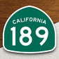 California state route 189 road sign sticker, road trip sticker, highway sign, room decor, travel sticker