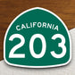 California state route 203 road sign sticker, road trip sticker, highway sign, room decor, travel sticker