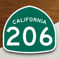 California state route 206 road sign sticker, road trip sticker, highway sign, room decor, travel sticker