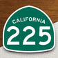 California state route 225 road sign sticker, road trip sticker, highway sign, room decor, travel sticker