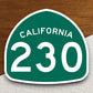 California state route 230 road sign sticker, road trip sticker, highway sign, room decor, travel sticker