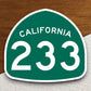 California state route 233 road sign sticker, road trip sticker, highway sign, room decor, travel sticker