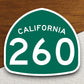 California state route 260 road sign sticker, road trip sticker, highway sign, room decor, travel sticker