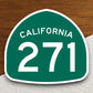 California state route 271 road sign sticker, road trip sticker, highway sign, room decor, travel sticker