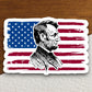 Abraham lincoln with colorful distressed flag sticker, holiday sticker, seasonal sticker, Room Décor