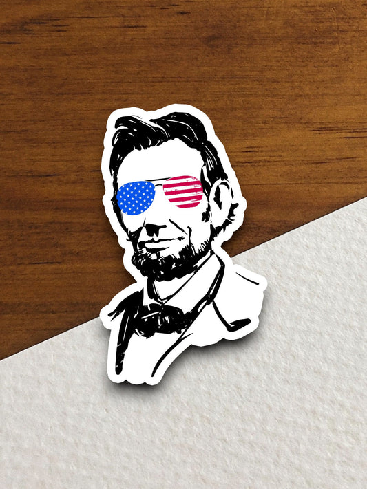 Abraham lincoln with glasses sticker, holiday sticker, seasonal sticker, Room Décor