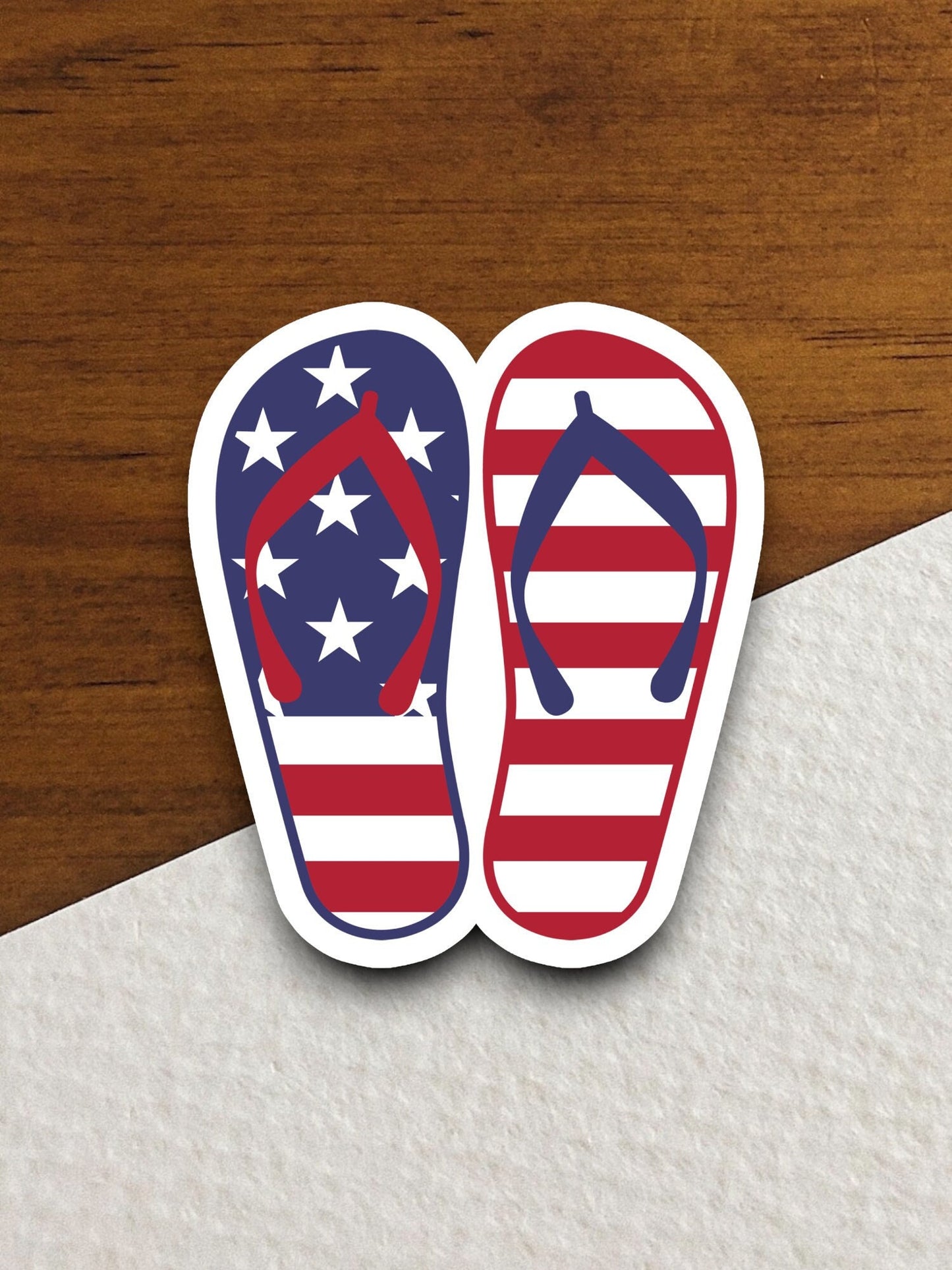 USA Flag Flip Flop sticker, holiday laptop decal, water bottle decor, gift sticker, custom planner accessories sticker, journal sticker