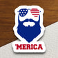 America beard & glasses sticker, holiday laptop decal, water bottle decor, gift sticker, custom planner accessories sticker, journal sticker