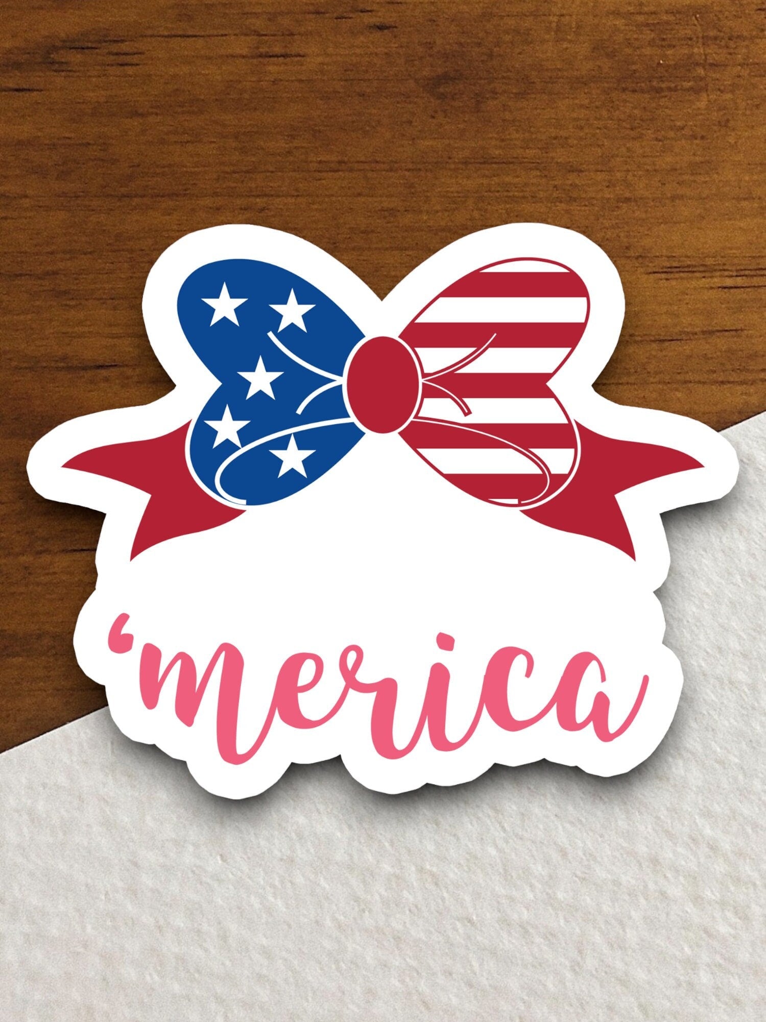 America bow tie sticker, holiday laptop decal, water bottle decor, gift sticker, custom planner accessories sticker, journal sticker